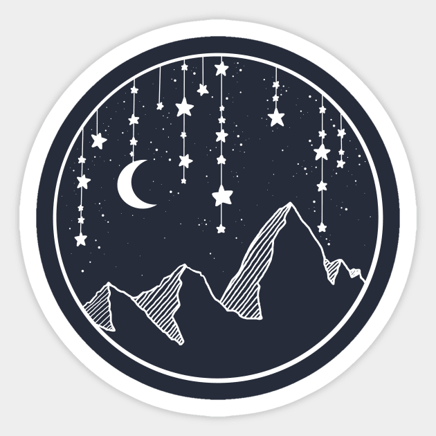 Starry Night over the mountain tops Sticker by HighFives555